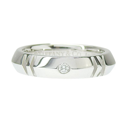 Tiffany & Co Atlas X Closed Diamond Narrow Ring 18K White Gold 750 White Gold