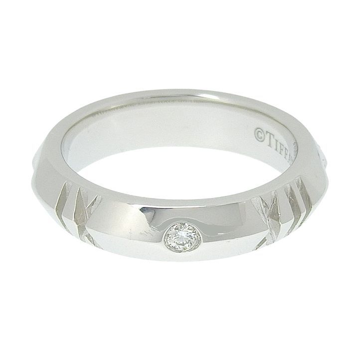 Tiffany & Co Atlas X Closed Diamond Narrow Ring 18K White Gold 750 White Gold
