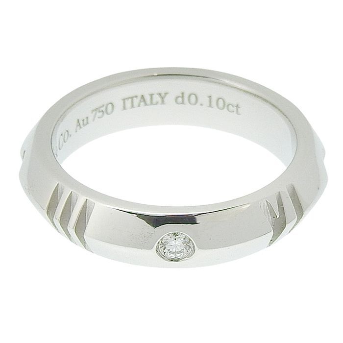 Tiffany & Co Atlas X Closed Diamond Narrow Ring 18K White Gold 750 White Gold