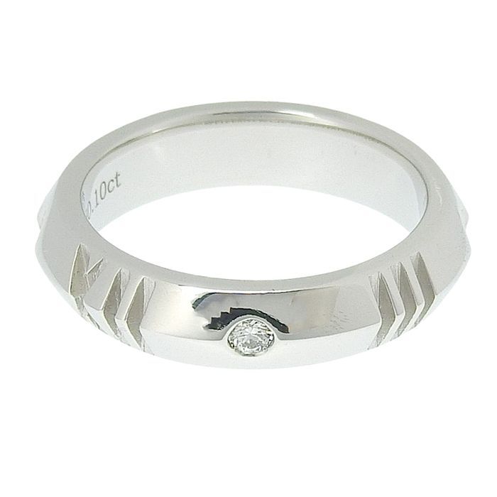 Tiffany & Co Atlas X Closed Diamond Narrow Ring 18K White Gold 750 White Gold