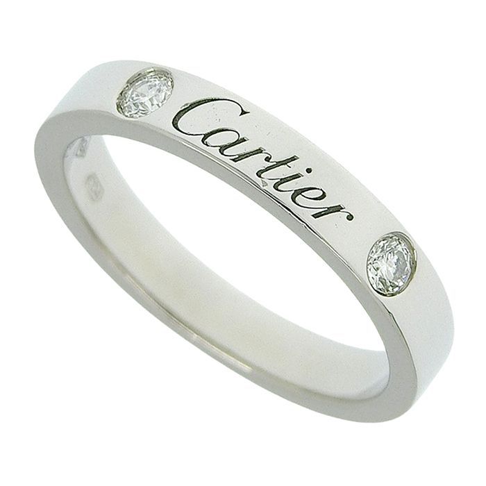 Cartier C De Cartier 2P Diamond Wedding Ring Pt950 Platinum Diamond #47