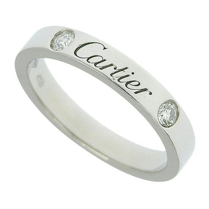Cartier C De Cartier 2P Diamond Wedding Ring Pt950 Platinum Diamond #47