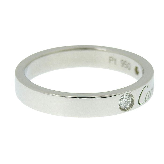 Cartier C De Cartier 2P Diamond Wedding Ring Pt950 Platinum Diamond #47