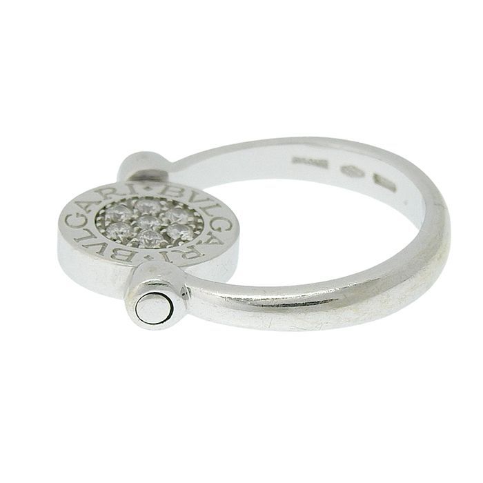 Bvlgari Flip Diamond Onyx Ring 18K White Gold 750 White Gold Diamond Onyx #52