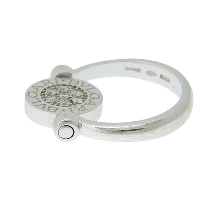 Bvlgari Flip Diamond Onyx Ring 18K White Gold 750 White Gold Diamond Onyx #52