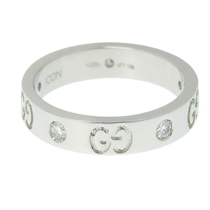 Gucci GG Icon Slim 5P Diamond Ring 18K White Gold 750 White Gold Diamond #9