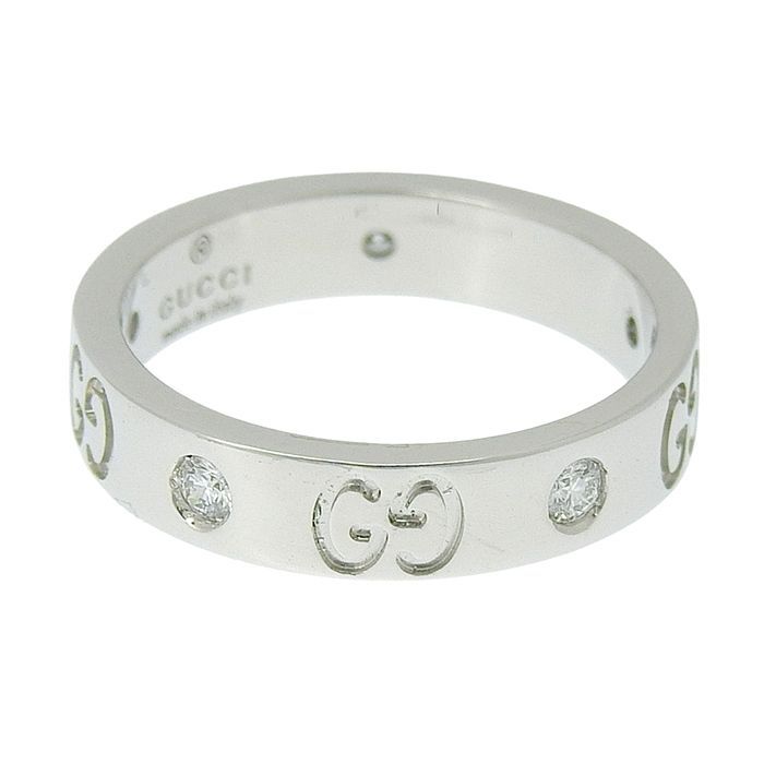 Gucci GG Icon Slim 5P Diamond Ring 18K White Gold 750 White Gold Diamond #9