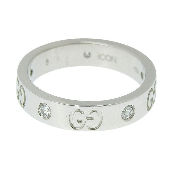 Gucci GG Icon Slim 5P Diamond Ring 18K White Gold 750 White Gold Diamond #9