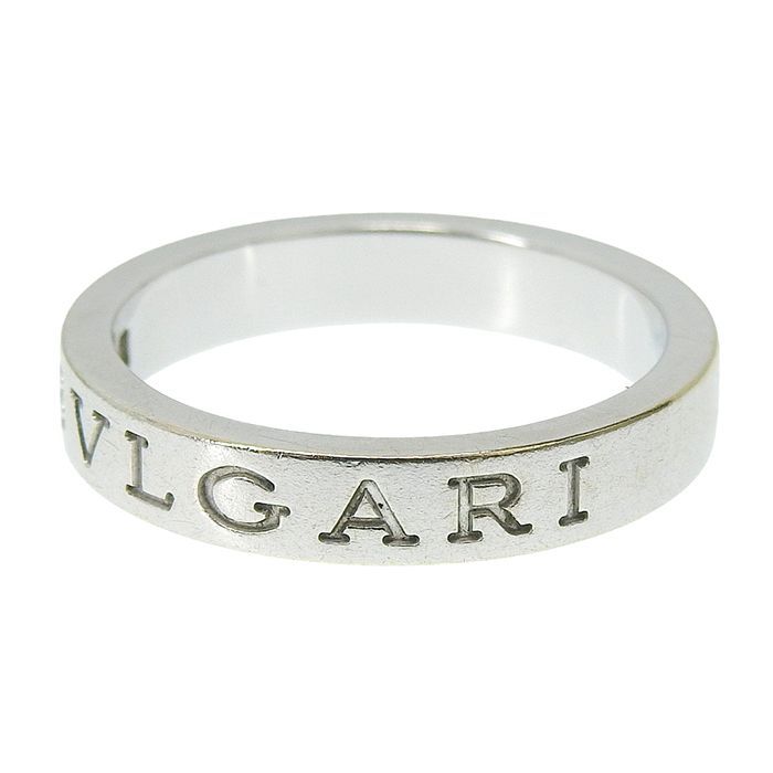 Bvlgari Double Logo Diamond Ring 18K White Gold 750 White Gold Diamond Ring