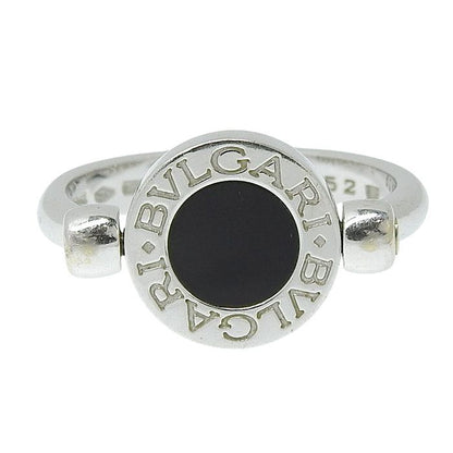 Bvlgari Flip Diamond Onyx Ring 18K White Gold 750 White Gold Diamond Onyx #52
