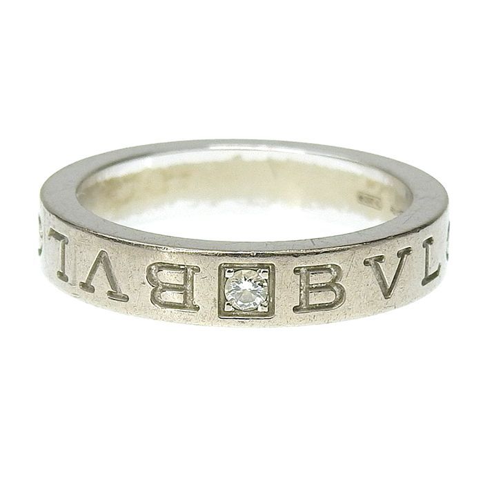 Bvlgari Double Logo Diamond Ring 18K White Gold 750 White Gold Diamond Approx