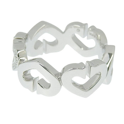 Cartier C Heart Diamond Ring 18K White Gold 750 White Gold Diamond #50 Equivalen