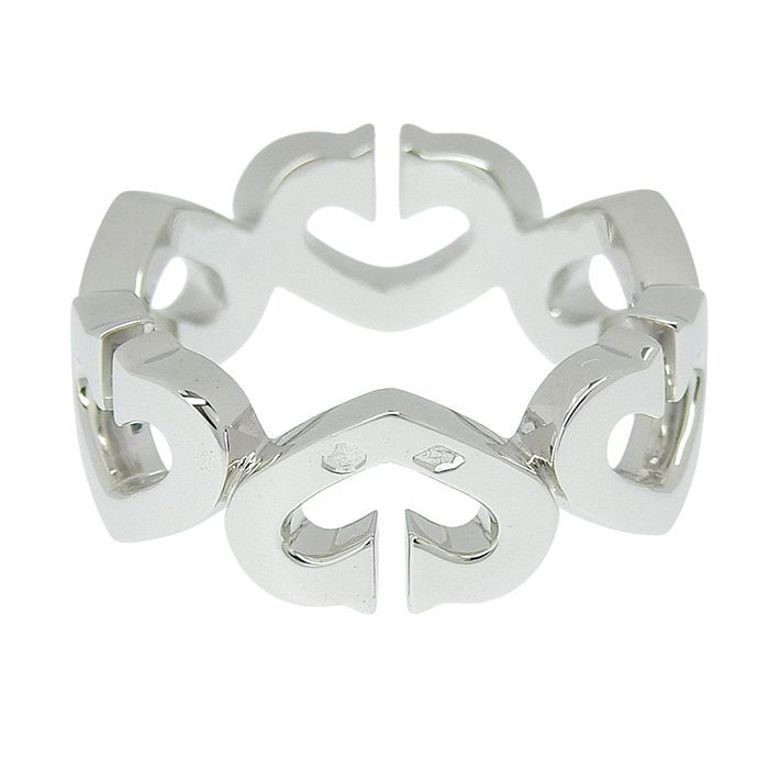 Cartier C Heart Diamond Ring 18K White Gold 750 White Gold Diamond #50 Equivalen