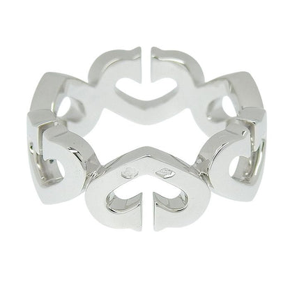 Cartier C Heart Diamond Ring 18K White Gold 750 White Gold Diamond #50 Equivalen
