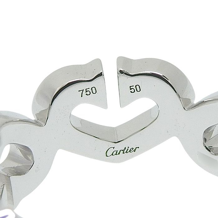 Cartier C Heart Diamond Ring 18K White Gold 750 White Gold Diamond #50 Equivalen