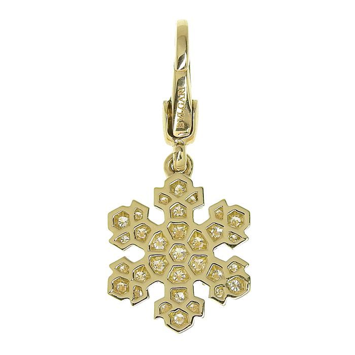 Bvlgari Bulgari Snowflake Diamond Pendant Top 18K Yellow Gold 750 Yellow Gold