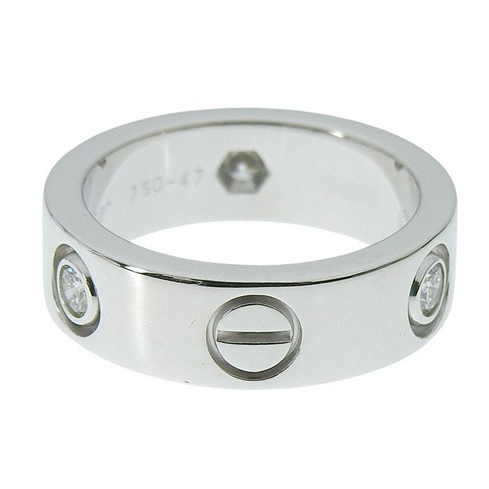 Cartier Love 3P Diamond Ring 18K White Gold 750 White Gold Diamond #47 Equivalen
