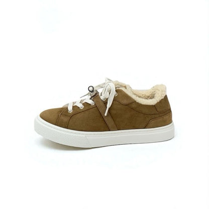 Hermes Day Sneakers Shoes Suede Mouton Brown Silver Kelly Hardware