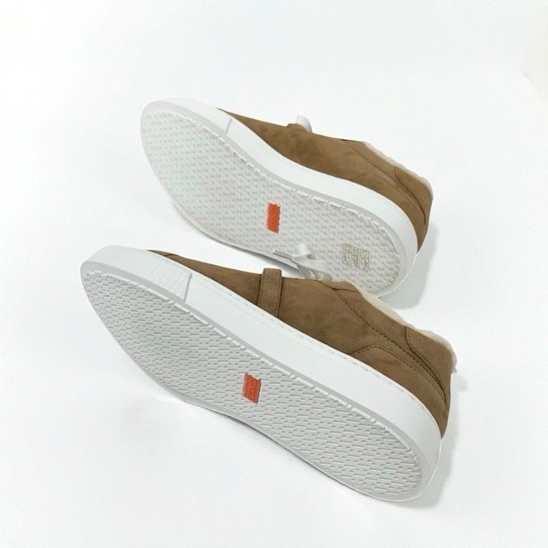 Hermes Day Sneakers Shoes Suede Mouton Brown Silver Kelly Hardware