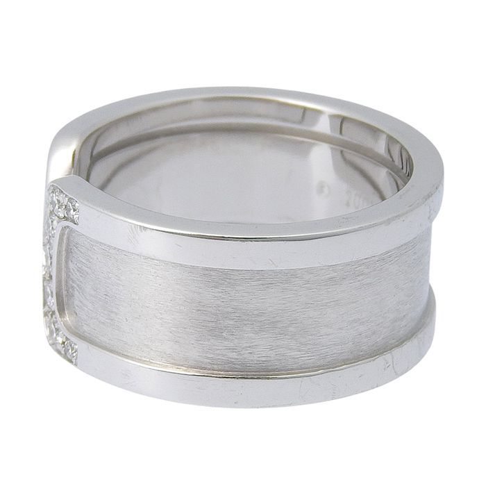 Cartier C2 Diamond Ring 18K White Gold 750 White Gold Diamond #55 Size 15 Rings