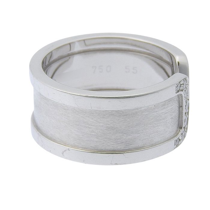 Cartier C2 Diamond Ring 18K White Gold 750 White Gold Diamond #55 Size 15 Rings