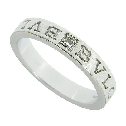 Bvlgari Double Logo Diamond Ring 18K White Gold 750 White Gold Diamond Ring
