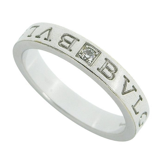 Bvlgari Double Logo Diamond Ring 18K White Gold 750 White Gold Diamond Ring