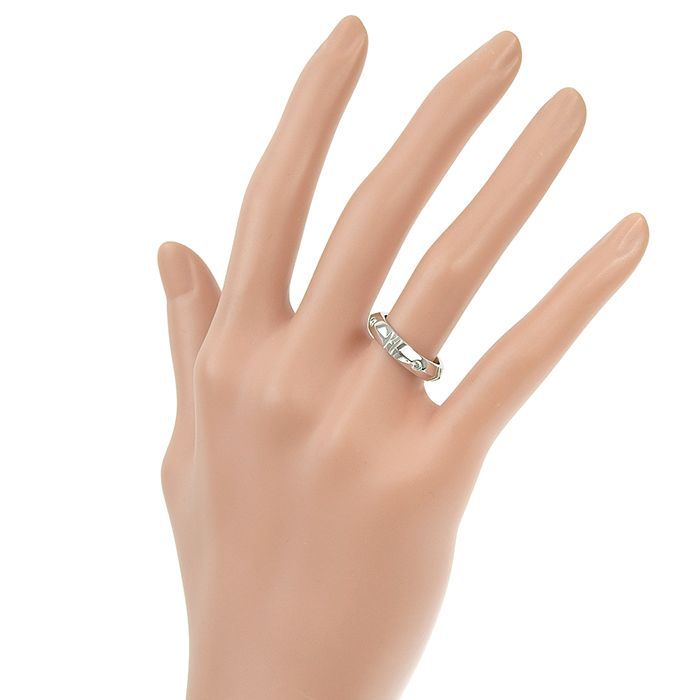 Tiffany & Co Atlas X Closed Diamond Narrow Ring 18K White Gold 750 White Gold