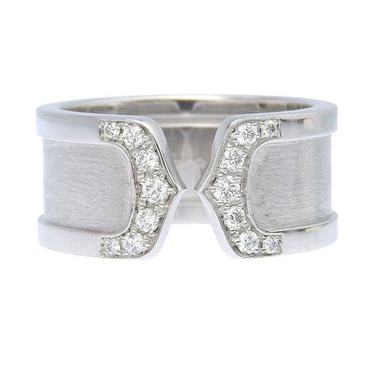 Cartier C2 Diamond Ring 18K White Gold 750 White Gold Diamond #55 Size 15 Rings