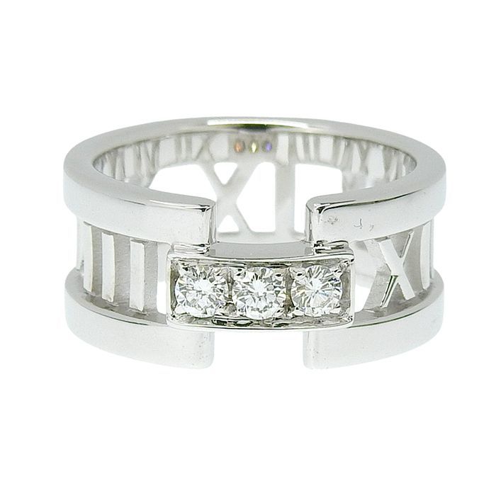 Tiffany & Co Atlas Open Diamond Ring 18K White Gold 750 White Gold Diamond #9