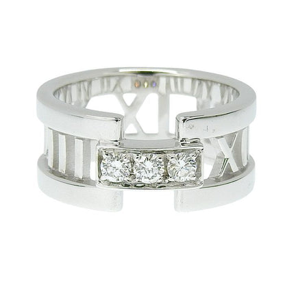 Tiffany & Co Atlas Open Diamond Ring 18K White Gold 750 White Gold Diamond #9