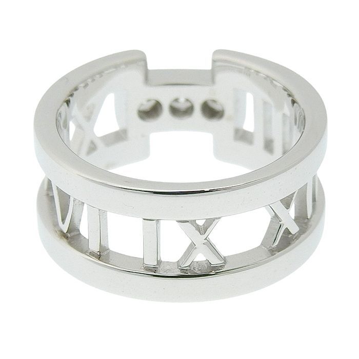Tiffany & Co Atlas Open Diamond Ring 18K White Gold 750 White Gold Diamond #9
