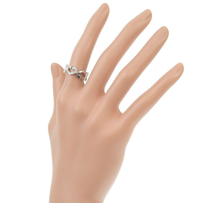 Cartier C Heart Diamond Ring 18K White Gold 750 White Gold Diamond #50 Equivalen