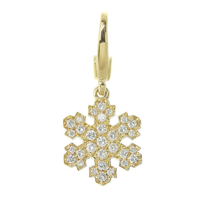 Bvlgari Bulgari Snowflake Diamond Pendant Top 18K Yellow Gold 750 Yellow Gold
