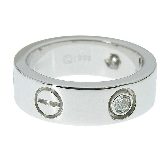 Cartier Love 3P Diamond Ring 18K White Gold 750 White Gold Diamond #47 Equivalen