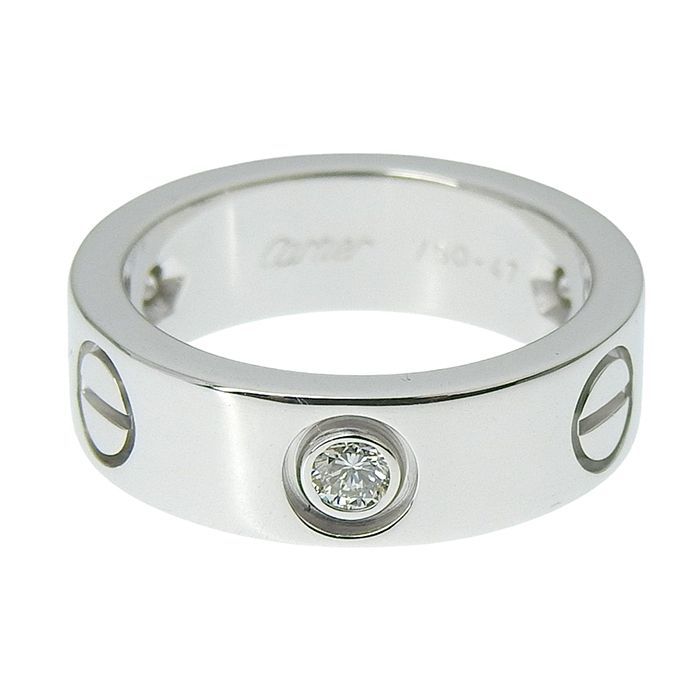 Cartier Love 3P Diamond Ring 18K White Gold 750 White Gold Diamond #47 Equivalen