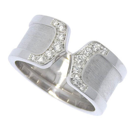 Cartier C2 Diamond Ring 18K White Gold 750 White Gold Diamond #55 Size 15 Rings