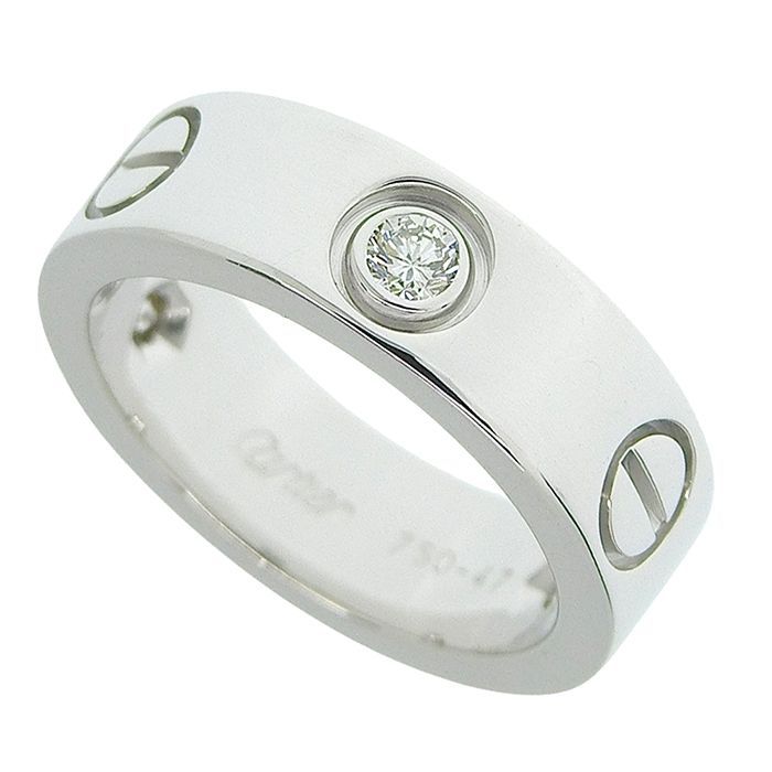 Cartier Love 3P Diamond Ring 18K White Gold 750 White Gold Diamond #47 Equivalen