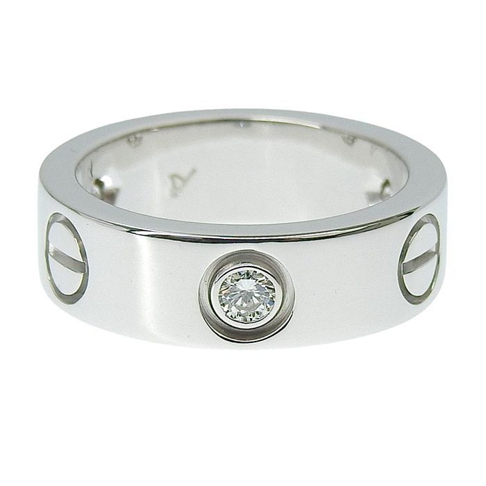 Cartier Love 3P Diamond Ring 18K White Gold 750 White Gold Diamond #47 Equivalen