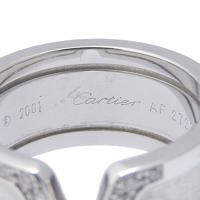 Cartier C2 Diamond Ring 18K White Gold 750 White Gold Diamond #55 Size 15 Rings