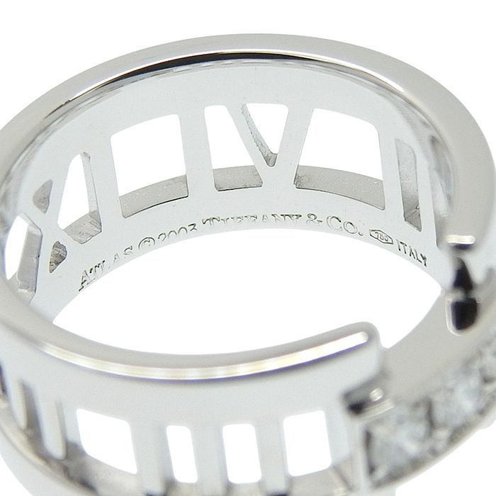 Tiffany & Co Atlas Open Diamond Ring 18K White Gold 750 White Gold Diamond #9