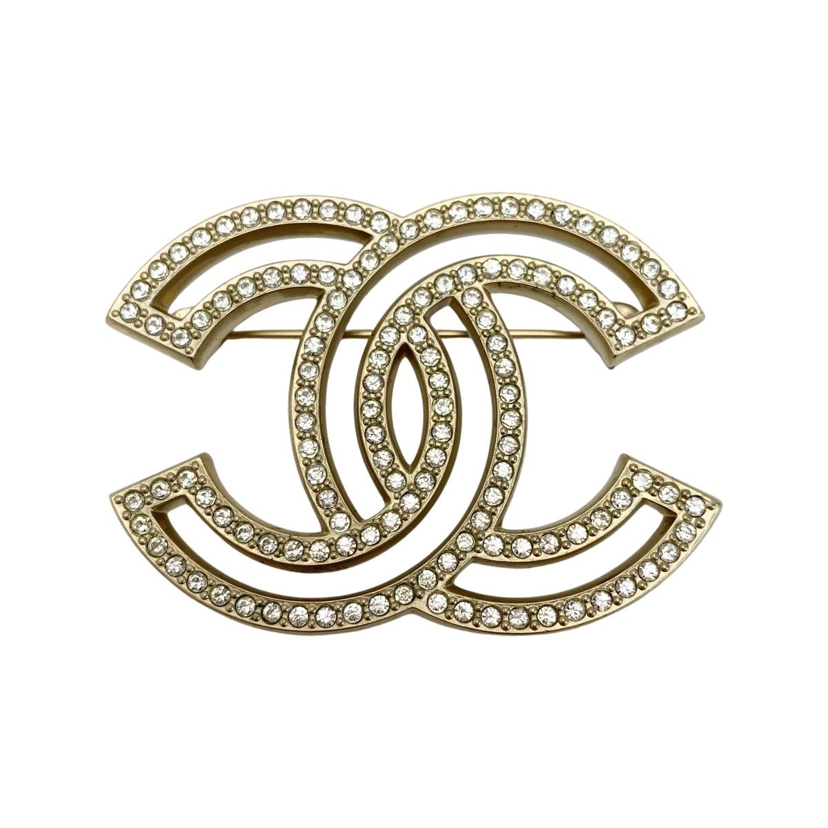 Chanel Cocomark Brooch A20v Gold Rhinestone