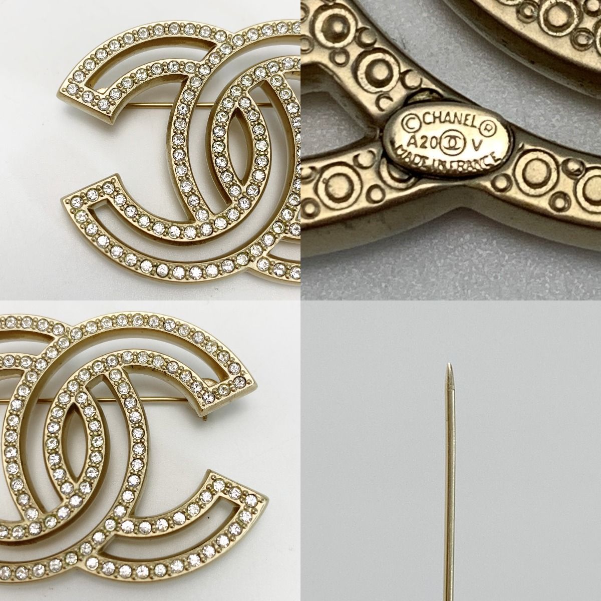 Chanel Cocomark Brooch A20v Gold Rhinestone