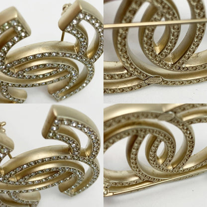 Chanel Cocomark Brooch A20v Gold Rhinestone