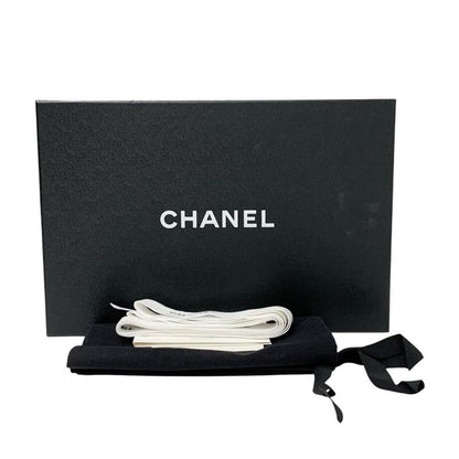 Chanel Sandals Shoes Leather Black Silver Coco Mark Star Pearl Strap Thong