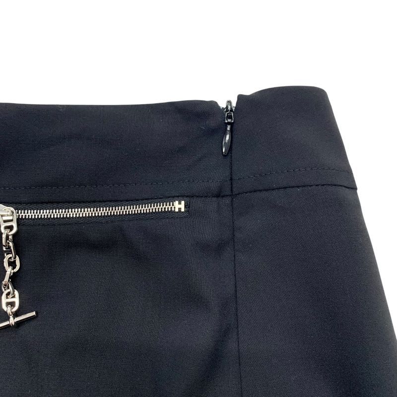Hermes Bottoms Black Silver Skirt Chaine D'ancre Mini Wool