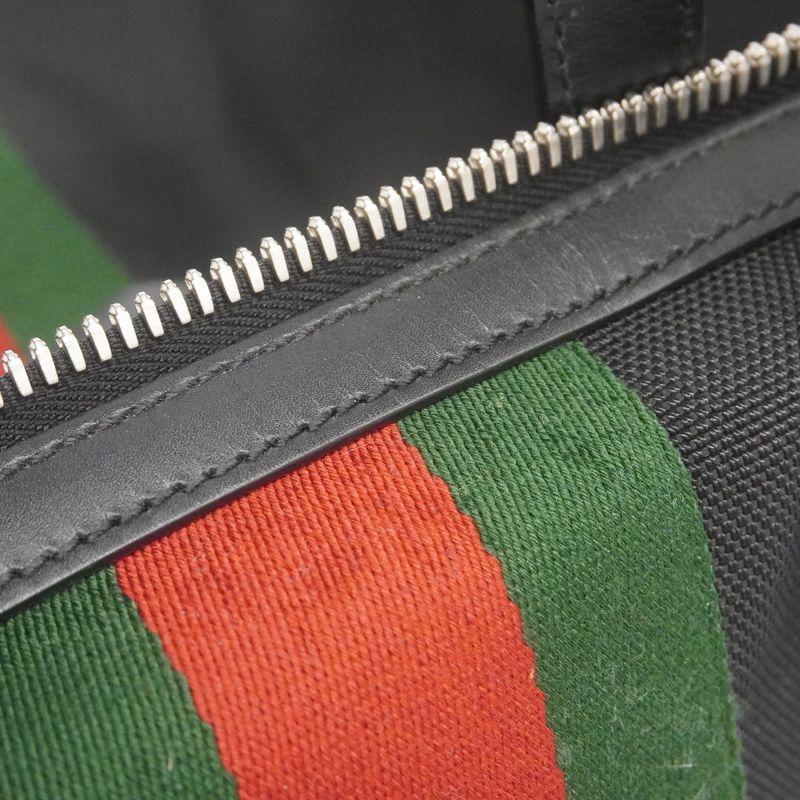 Gucci Tote Bag Sherry Line 619750 Canvas Black Silver Hardware Men Women Unisex