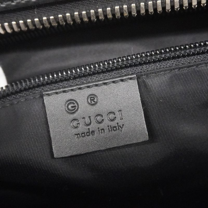 Gucci Tote Bag Sherry Line 619750 Canvas Black Silver Hardware Men Women Unisex