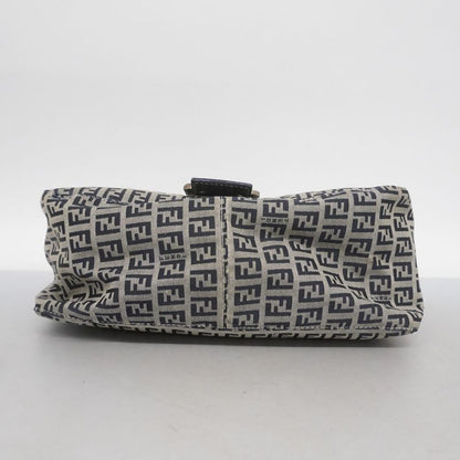 Fendi Handbag Zucchino Mamma Bucket Nylon Canvas Navy Silver Hardware Women