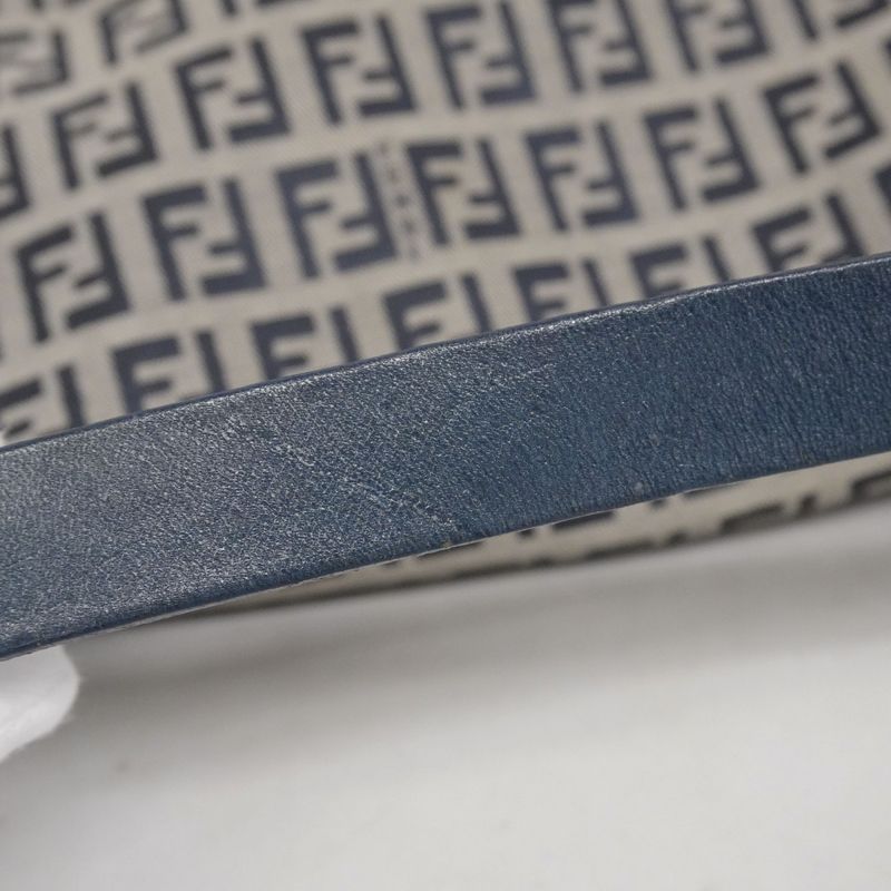 Fendi Handbag Zucchino Mamma Bucket Nylon Canvas Navy Silver Hardware Women